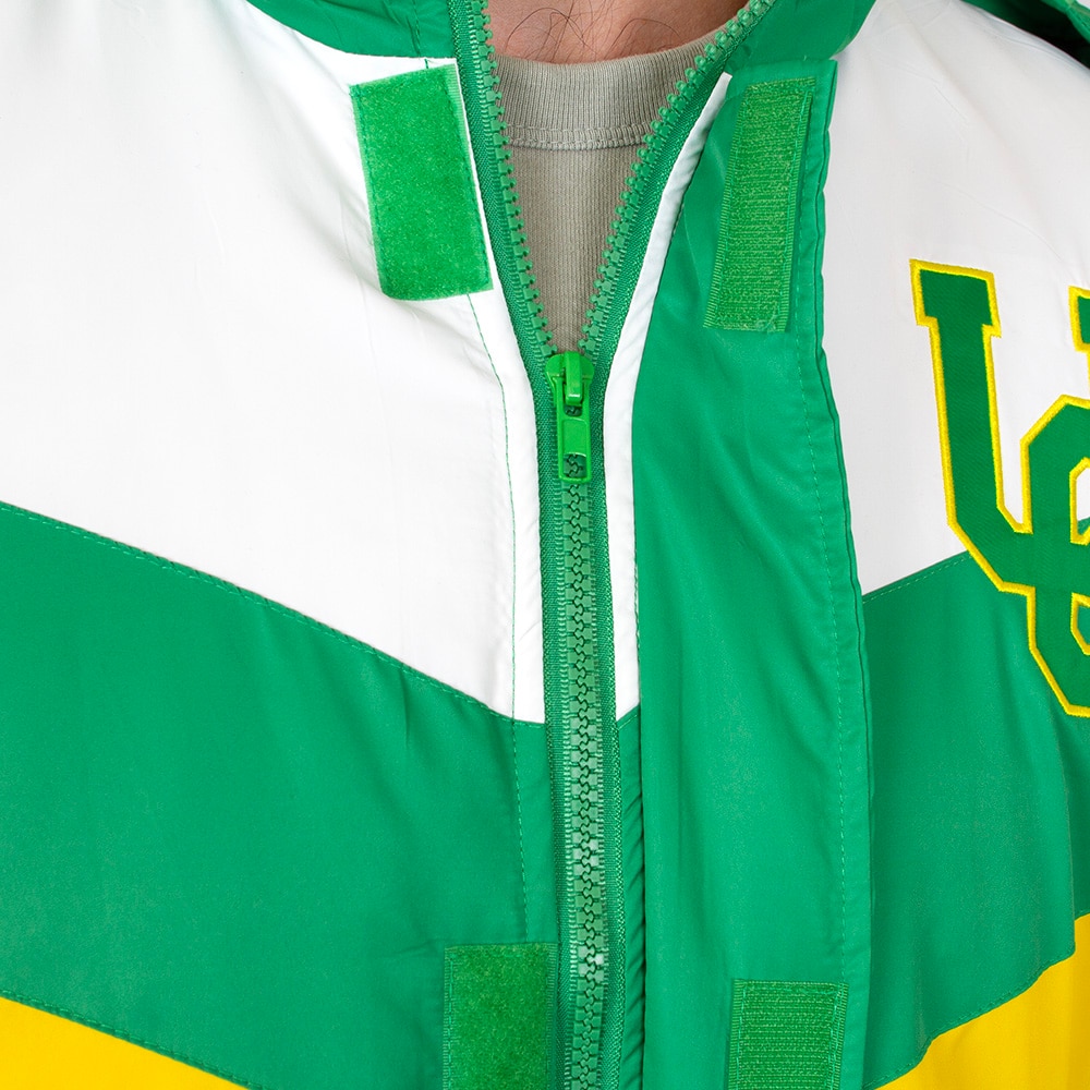 Interlocking UO, Green, Coat/Jacket, Polyester, Men, Unisex, Football, Homefield, Retro Style, Arched Oregon, Full Zip, 923546